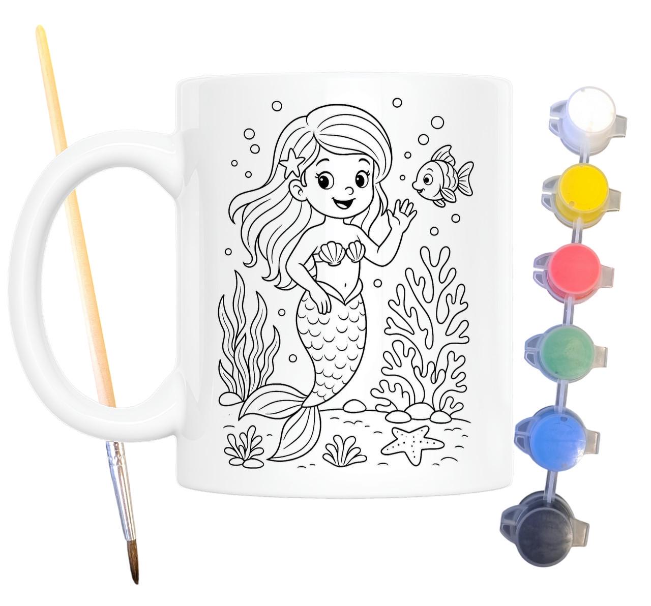 Набор для творчества кружка раскраска Маленькая Русалочка 330 мл Белый (КР0125)