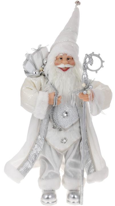 Фигура новогодняя Санта Клаус с подарками 60 см Белый/Серебряный (BD-NY44-102)