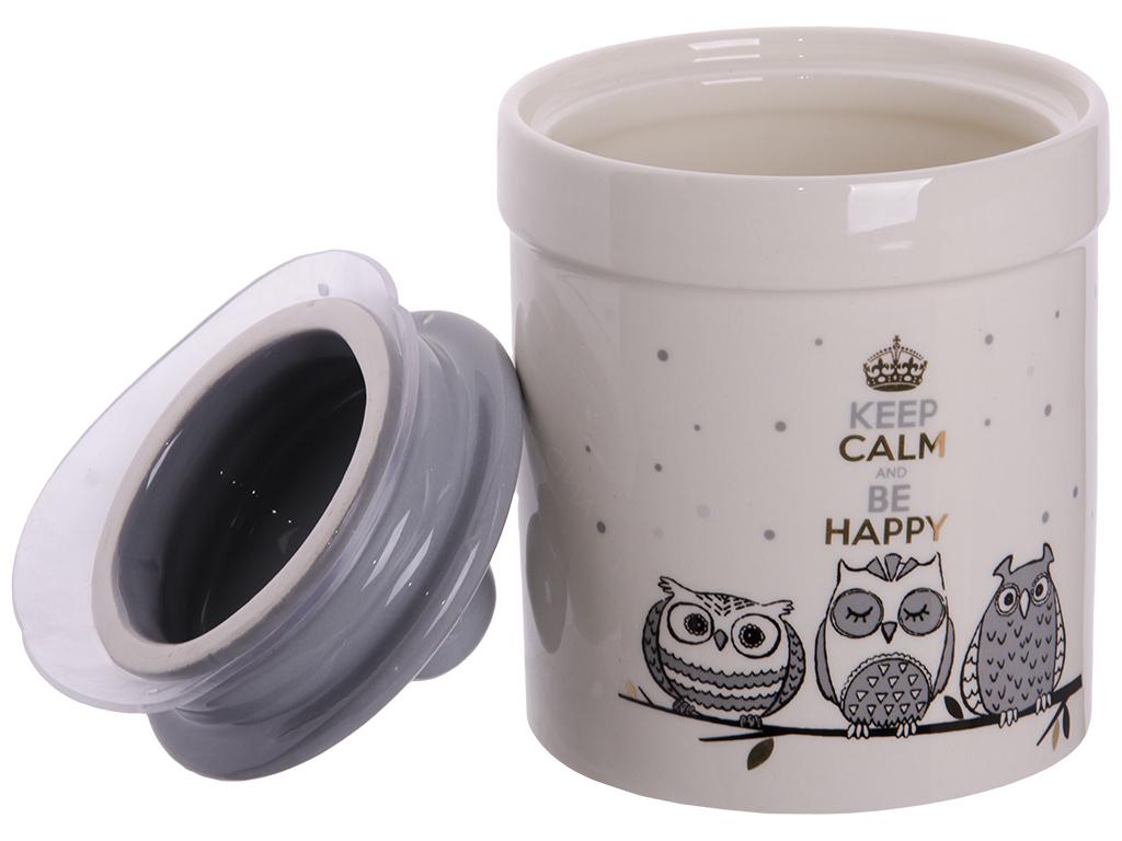 Емкость для сыпучих продуктов Совушки керамическая 700 мл (MSN-6922-18)