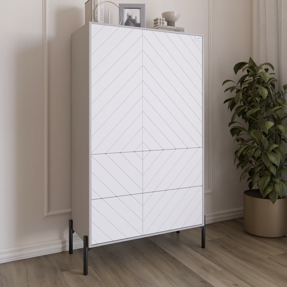 Комод-пенал Lion Амарант 84x40x150 см Кашемир/Белый (LION-042146)