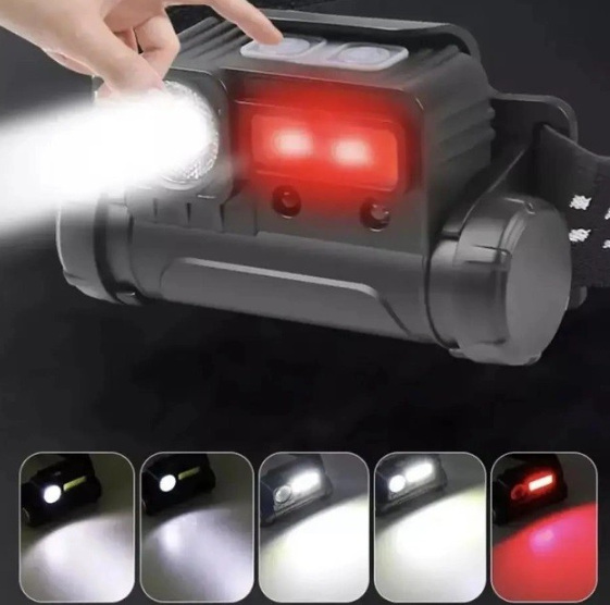 Фонарь налобный Bailong BL 123 XPE + COB USB с датчиком движения - фото 4