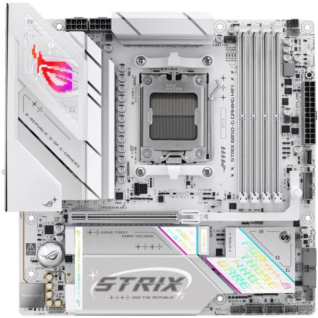 Материнська плата ASUS ROG Strix B850-G Gaming WiFi Micro-ATX sAM5 AMD B850 4xDDR5 4xM.2 2xSATA DP HDMI White (31330121)