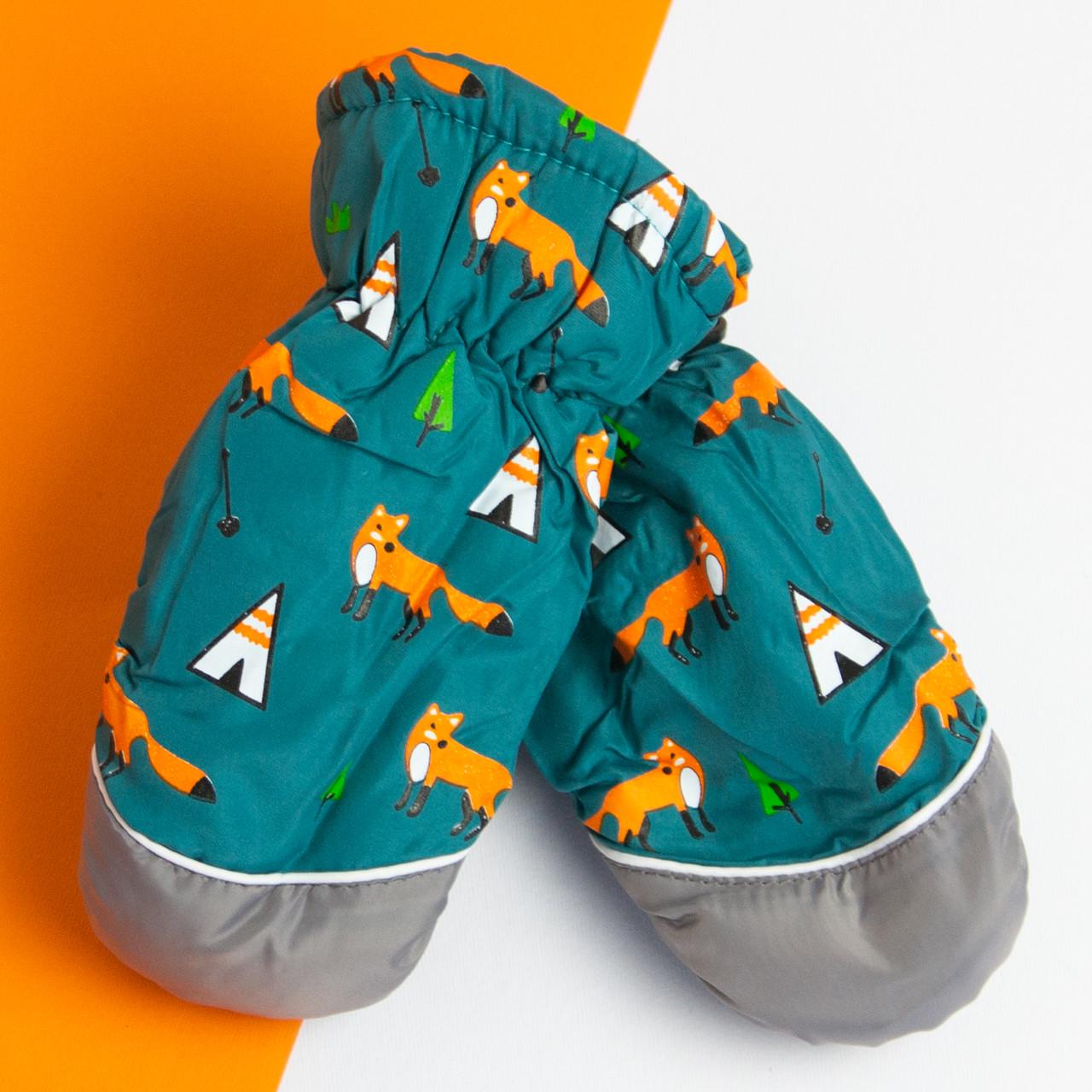 Варежки лыжные для мальчиков и девочек болоневые на 4 - 5 - 6 лет Зеленый (20-12-30)