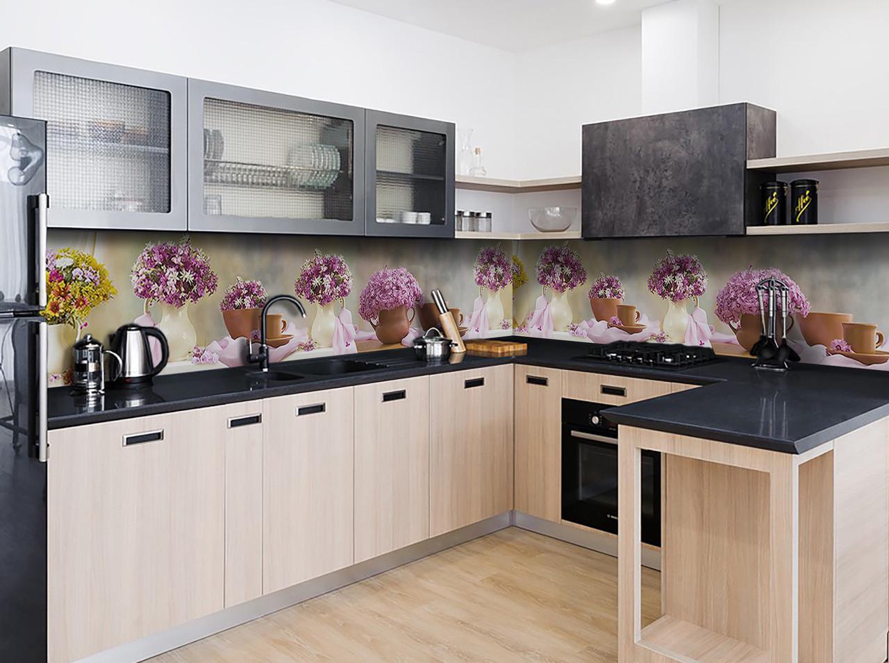 Кухонный фартук Букет хризантем из самоклеющейся виниловой пленки 60х300 см Розовый Кухонный фартук Букет хризантем из самоклеющейся виниловой пленки 60х300 см Розовый