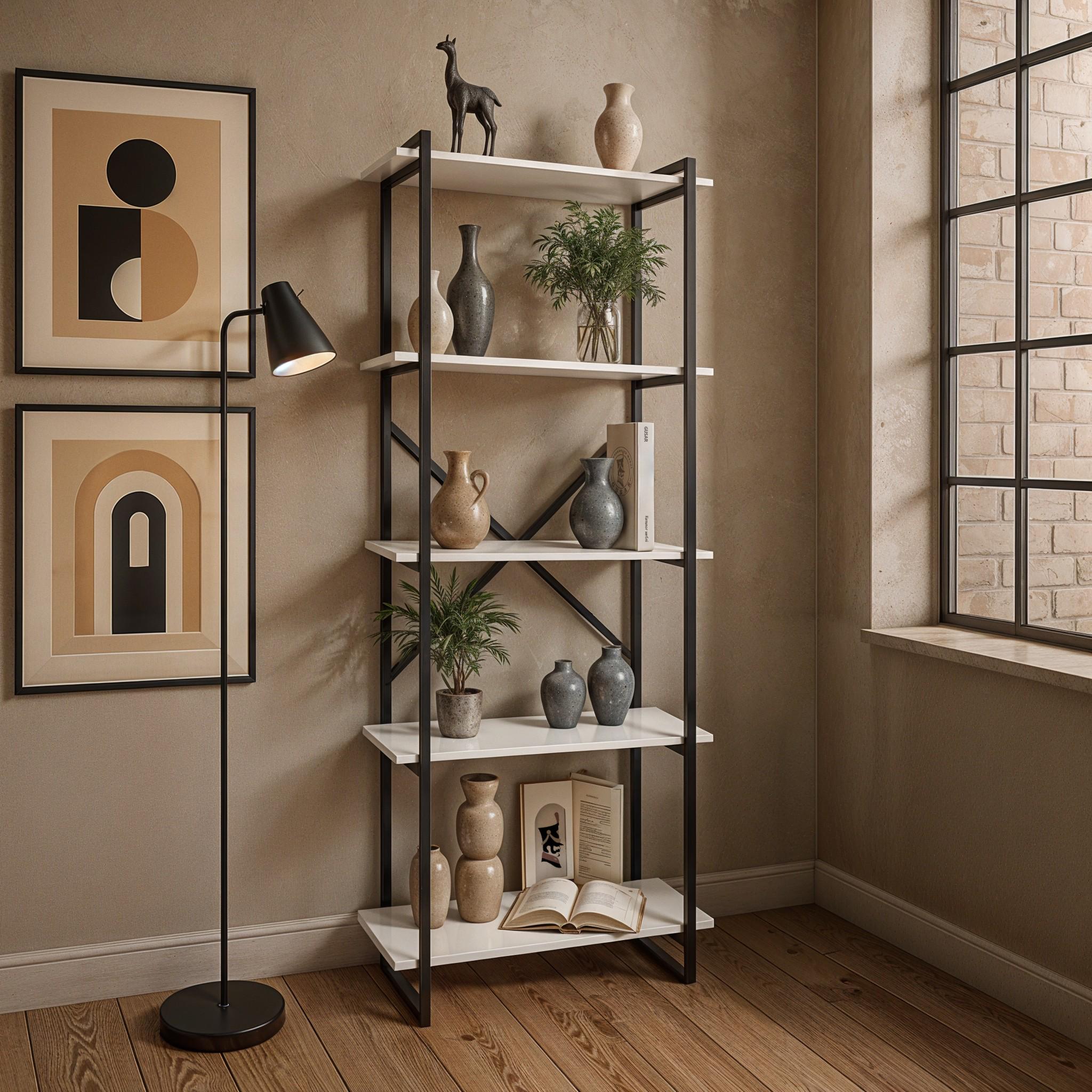 Стеллаж в стиле лофт на 5 полок Ant-1 700х300х1800 мм Белый Стеллаж в стиле лофт на 5 полок Ant-1 700х300х1800 мм Белый