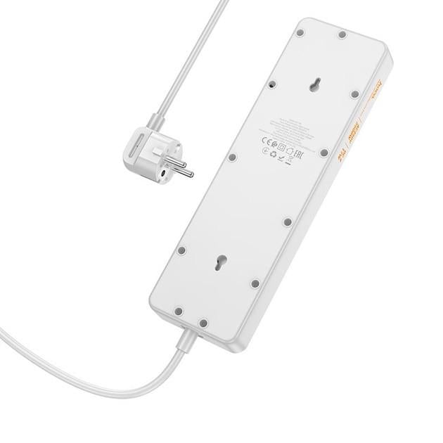 Подовжувач на 5 розеток Hoco AC13A 3USB/1Type-C 10A 250V 2500W 1,5 м Білий (2542724134) - фото 3 Подовжувач на 5 розеток Hoco AC13A 3USB/1Type-C 10A 250V 2500W 1,5 м Білий (2542724134) - фото 3