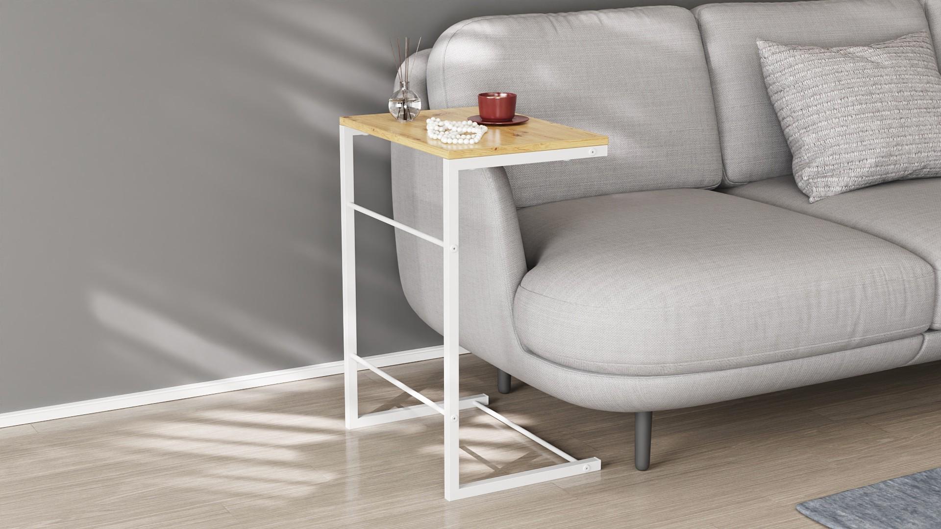 Столик Ferrum-decor Терри металл/ДСП 16 мм 650x440x330 мм Белый/Дуб Артизан (FRD-104660) - фото 1 Столик Ferrum-decor Терри металл/ДСП 16 мм 650x440x330 мм Белый/Дуб Артизан (FRD-104660) - фото 1