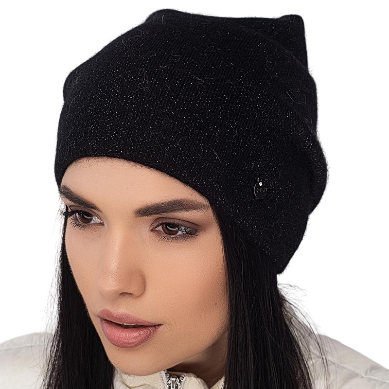 Шапка женская ангоровая Leks НИАГАРА утепленная флисом One size Черный (125615)