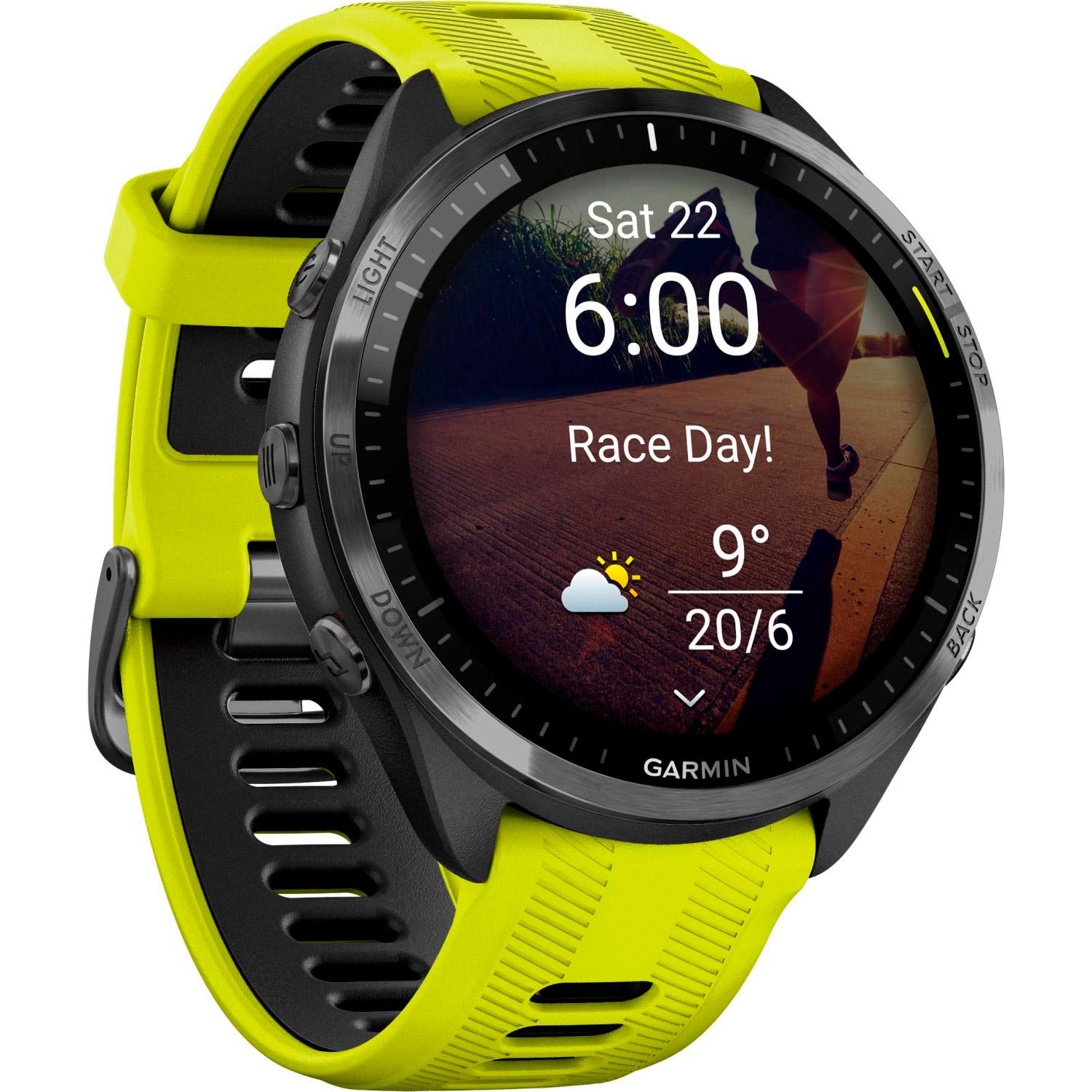 Смарт-часы Garmin Forerunner 965 Carbon Gray DLC Titanium Bezel with Black Case and Amp Yellow/Black Silicone Band (010-02809-02/12) - фото 2