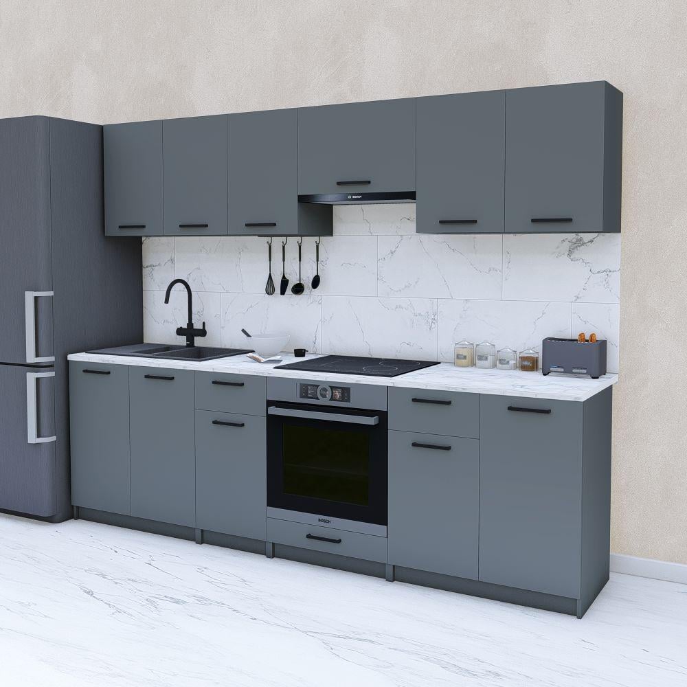 Готова кухня модульна 2,6 м Графіт (МП33б) - фото 1 Готова кухня модульна 2,6 м Графіт (МП33б) - фото 1