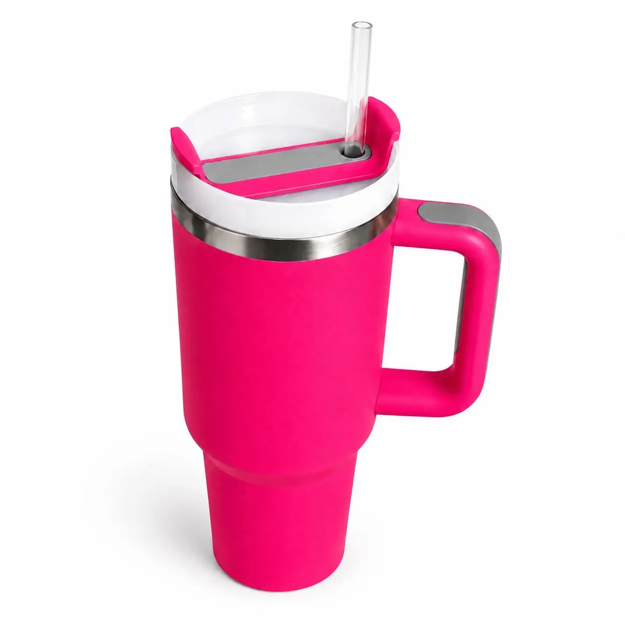 Термос термокружка Tumbler с ручкой/крышкой/трубочкой 30 см Фуксия (M1189)