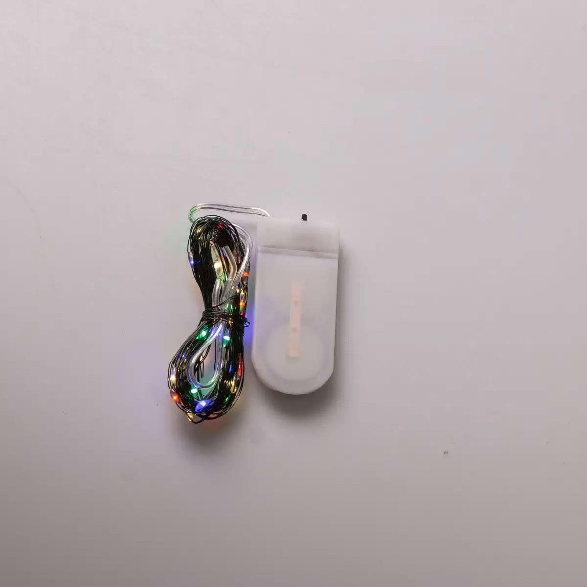 Гирлянда-роса на батарейках нить 50 LED на зеленом проводе 5 м Разноцветный (5336)