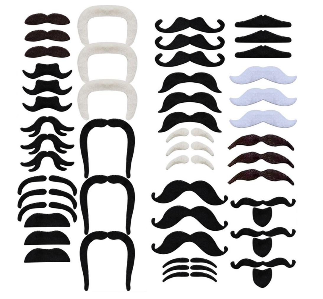 Вуса накладні самоклеючі для костюмованих вечірок 48 шт. Різнокольоровий (U9463)