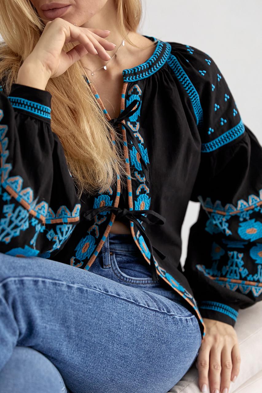 Рубашка вышитая ESQ L Черный (10101600) - фото 2 Рубашка вышитая ESQ L Черный (10101600) - фото 2