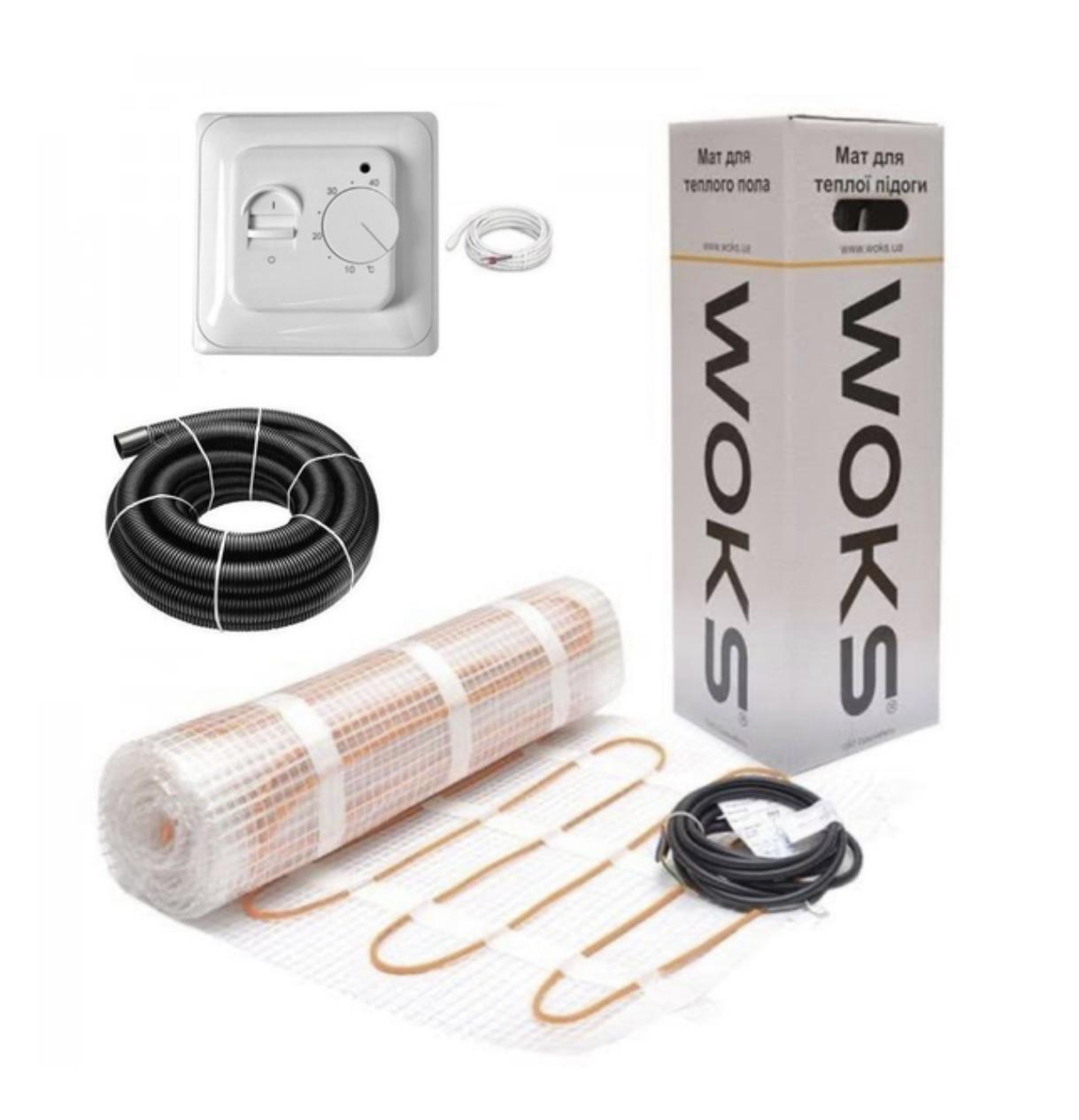 Мат під плитку двожильний WoksMat/160 400 Вт 2,5 кв. м в комплекті з механічним терморегулятором (746545)