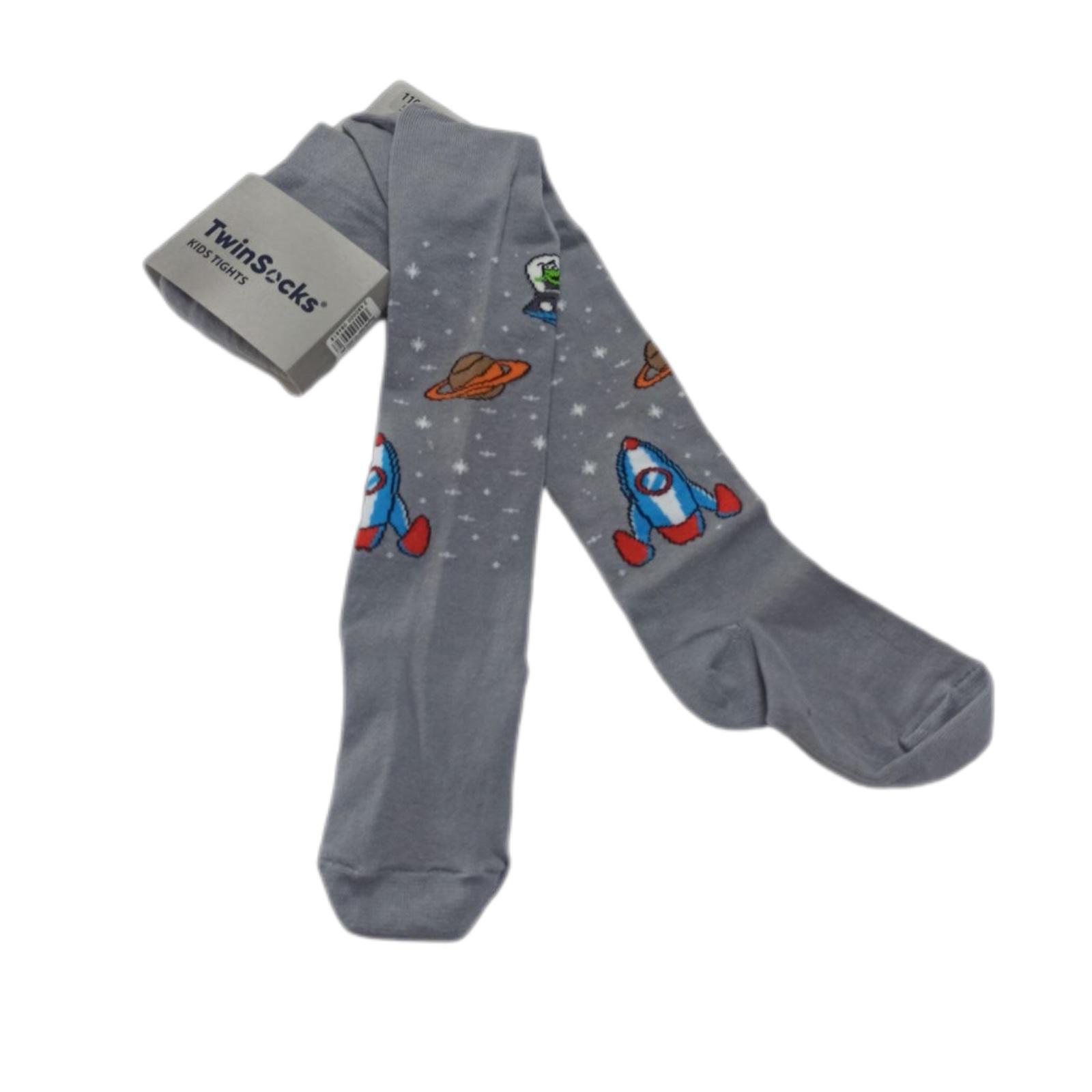 Колготки дитячі для хлопчика TwinSocks з принтом космосу 110 см -116 Сірий (8161802)