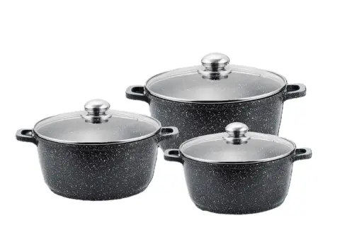 Кухонный набор кастрюль Benson BN-298 из литого алюминия и мармуровым антипригарным покрытием объемом 1,5/2,2/3,2 л - фото 1 Кухонный набор кастрюль Benson BN-298 из литого алюминия и мармуровым антипригарным покрытием объемом 1,5/2,2/3,2 л - фото 1
