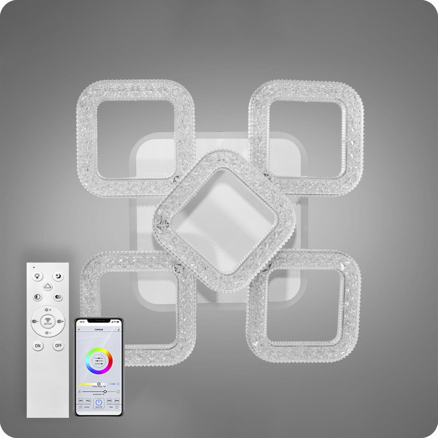 Люстра світлодіодна 517 Light 3color з пультом 80 Вт Білий (02071) - фото 5