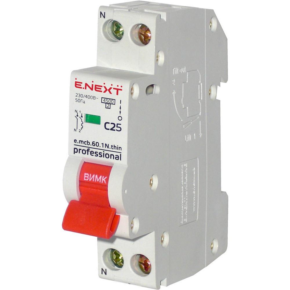 Автоматичний вимикач E.NEXT 25A 4,5kA 1p+N тип C e.mcb.pro.60.1N.C25 p055003 (14267) Автоматичний вимикач E.NEXT 25A 4,5kA 1p+N тип C e.mcb.pro.60.1N.C25 p055003 (14267)