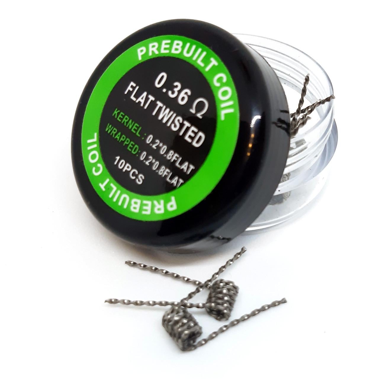 Набор спиралей для электронного кальяна PREBUILT Coil 10 шт Flat Twisted Kanthal 0.36 ohm