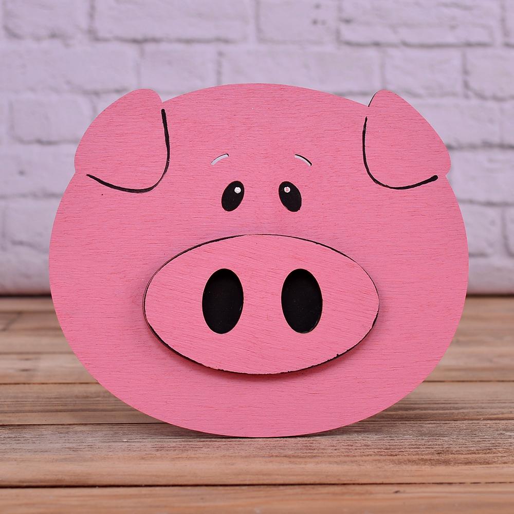 Статуэтка новогодняя деревянная Свинка (4607)