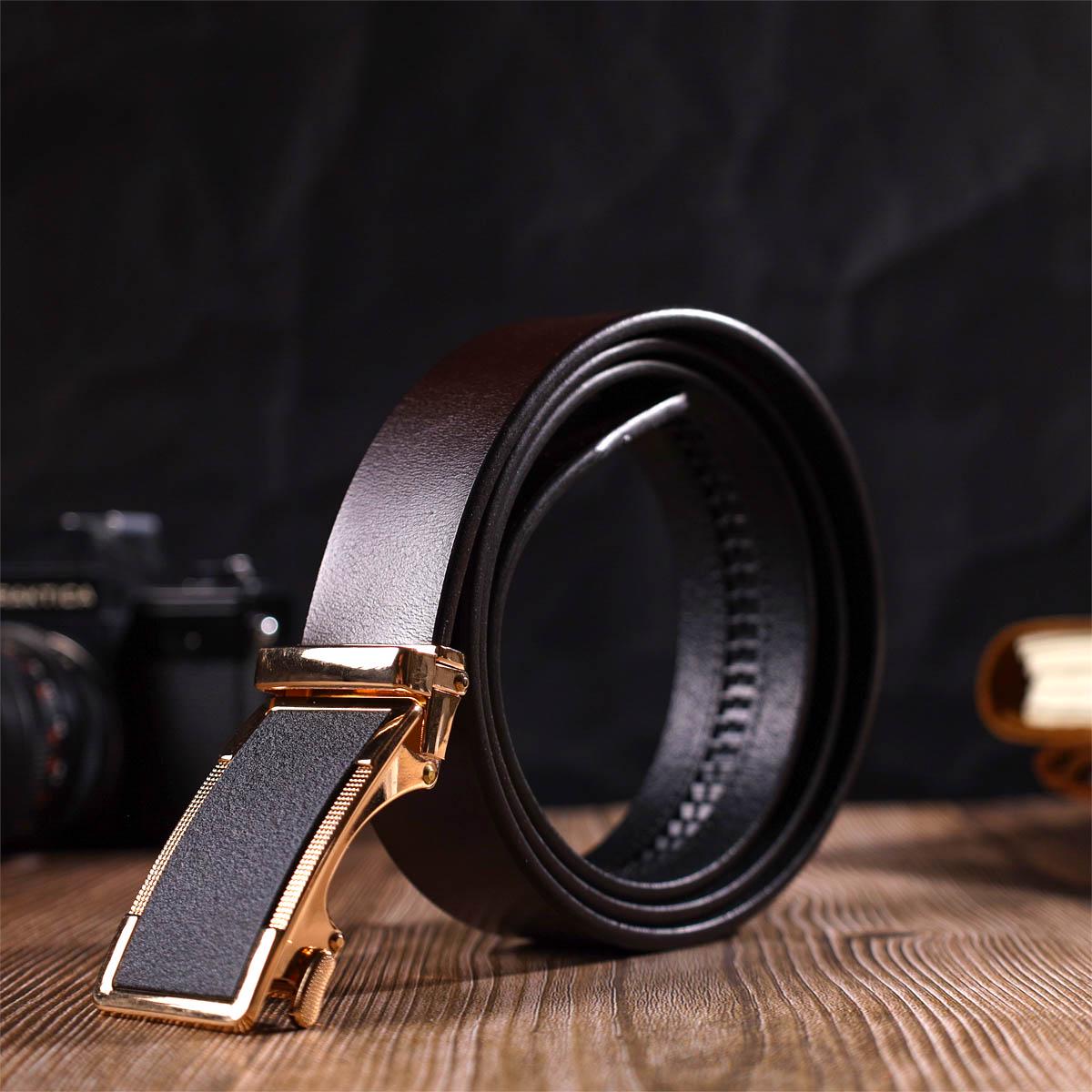 Пояс брючный Vintage Classic Belt 21476 из натуральной кожи Коричневый - фото 6