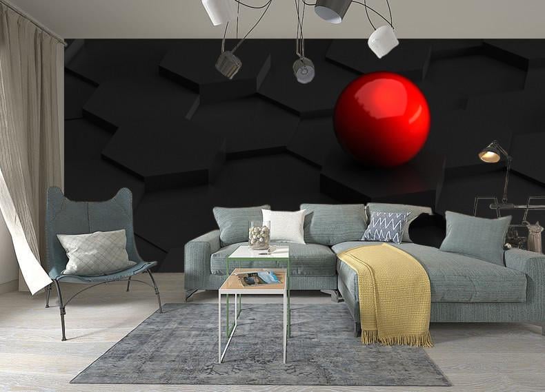 Фотообои флизелиновые абстракция для спальни/зала/кухни Красный шар