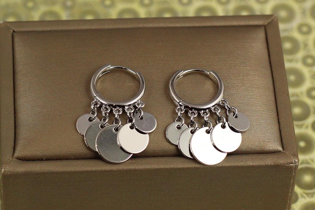 Серьги подвески Xuping Jewelry Пять кругов 2,8 см Серебристый (33393671)