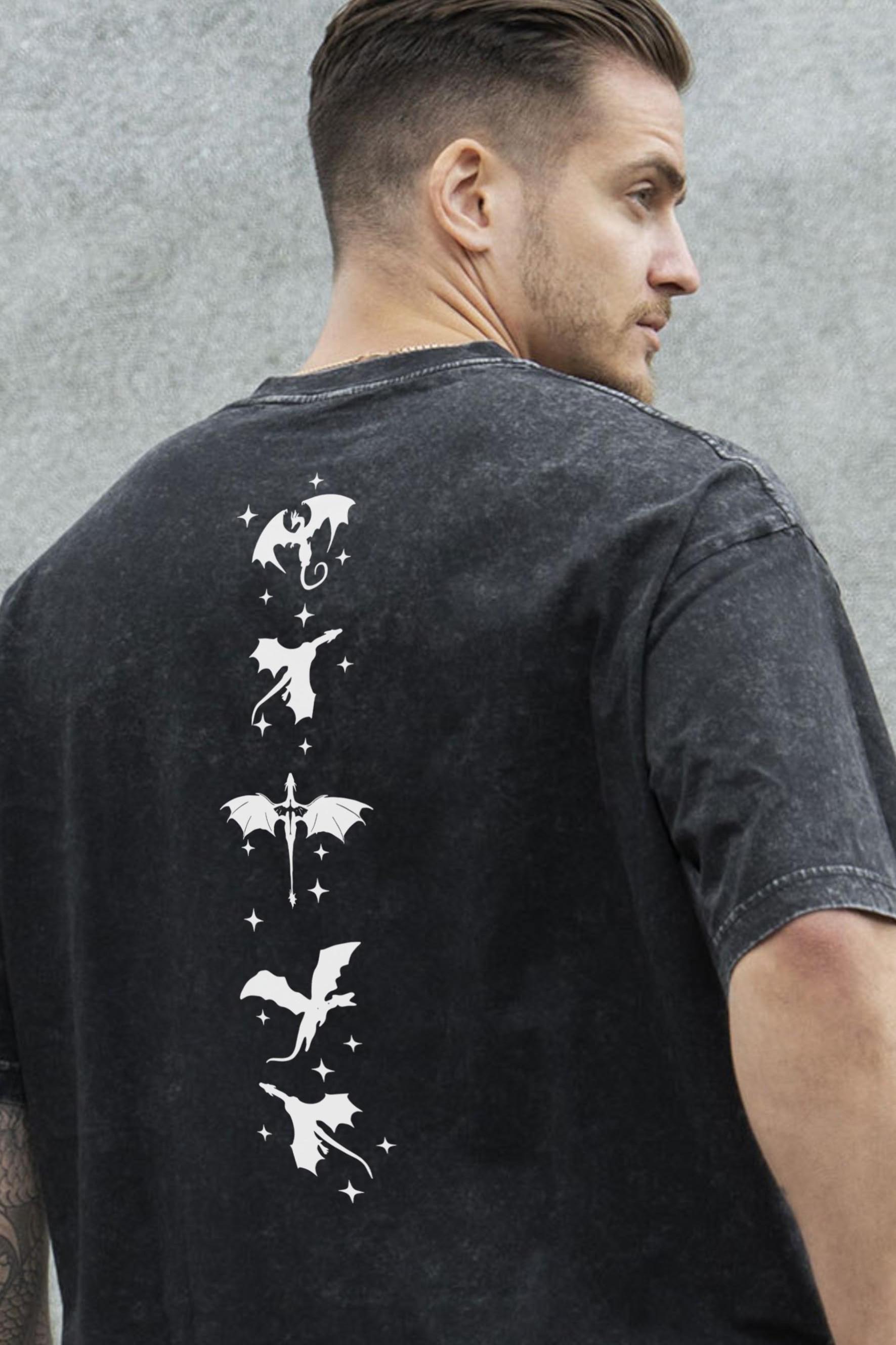 Футболка чоловіча виварена Without Washed з принтом Четверте Крило оверсайз L/XL Black (L8055214) - фото 4