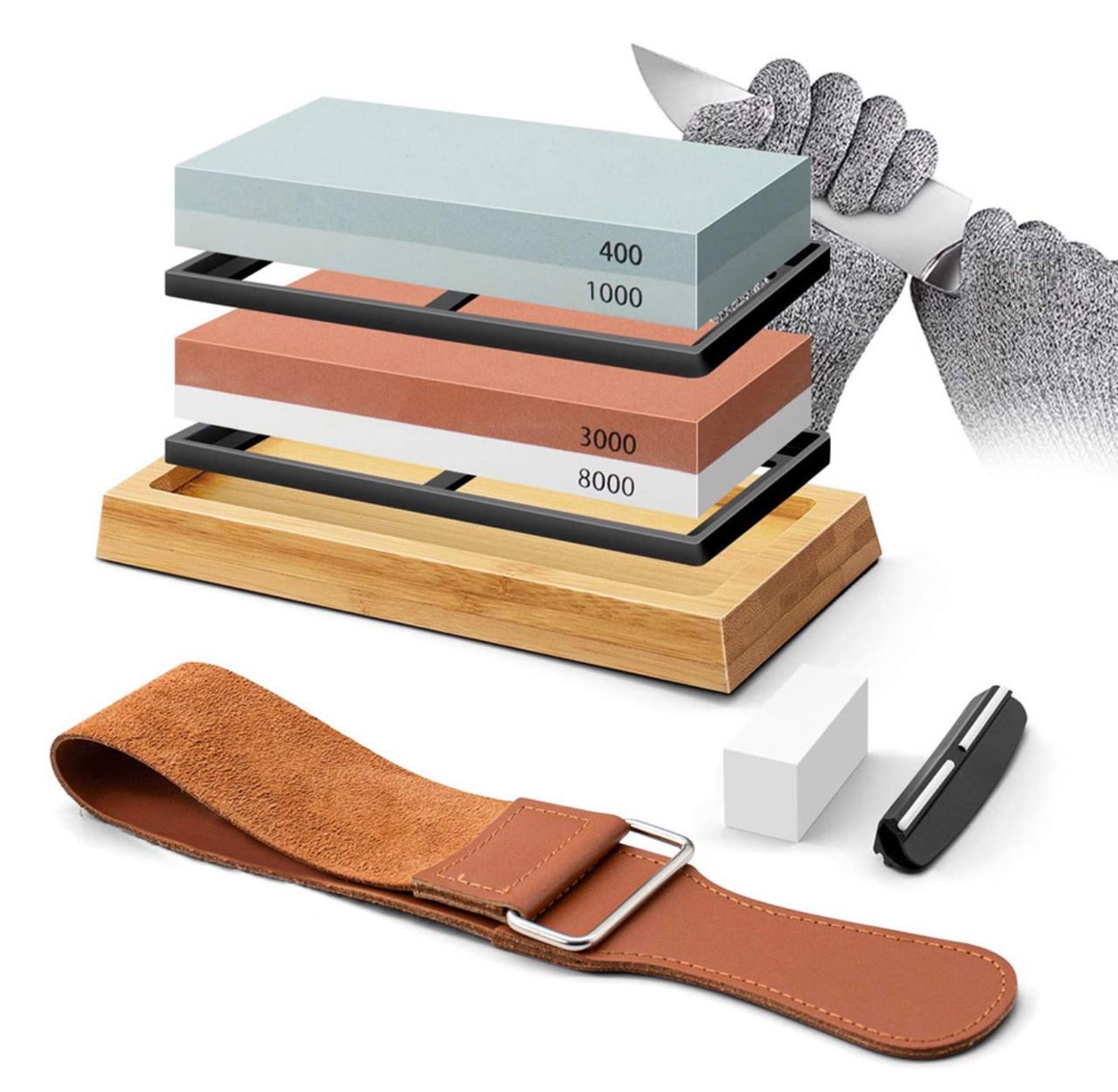 Набор для заточки ножей КОРУНД PROFI-6 с бамбуковой подставкой #400/#1000; #3000/#8000 (1697180941) - фото 2