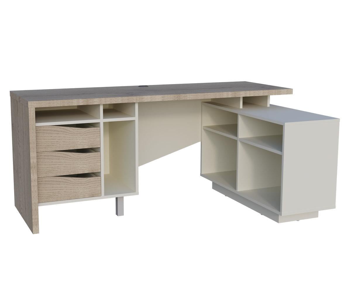 Компьютерный стол Intarsio CONNECT 2 R SK 1800х786 мм Дуб Кремона Котта/Стоун беж