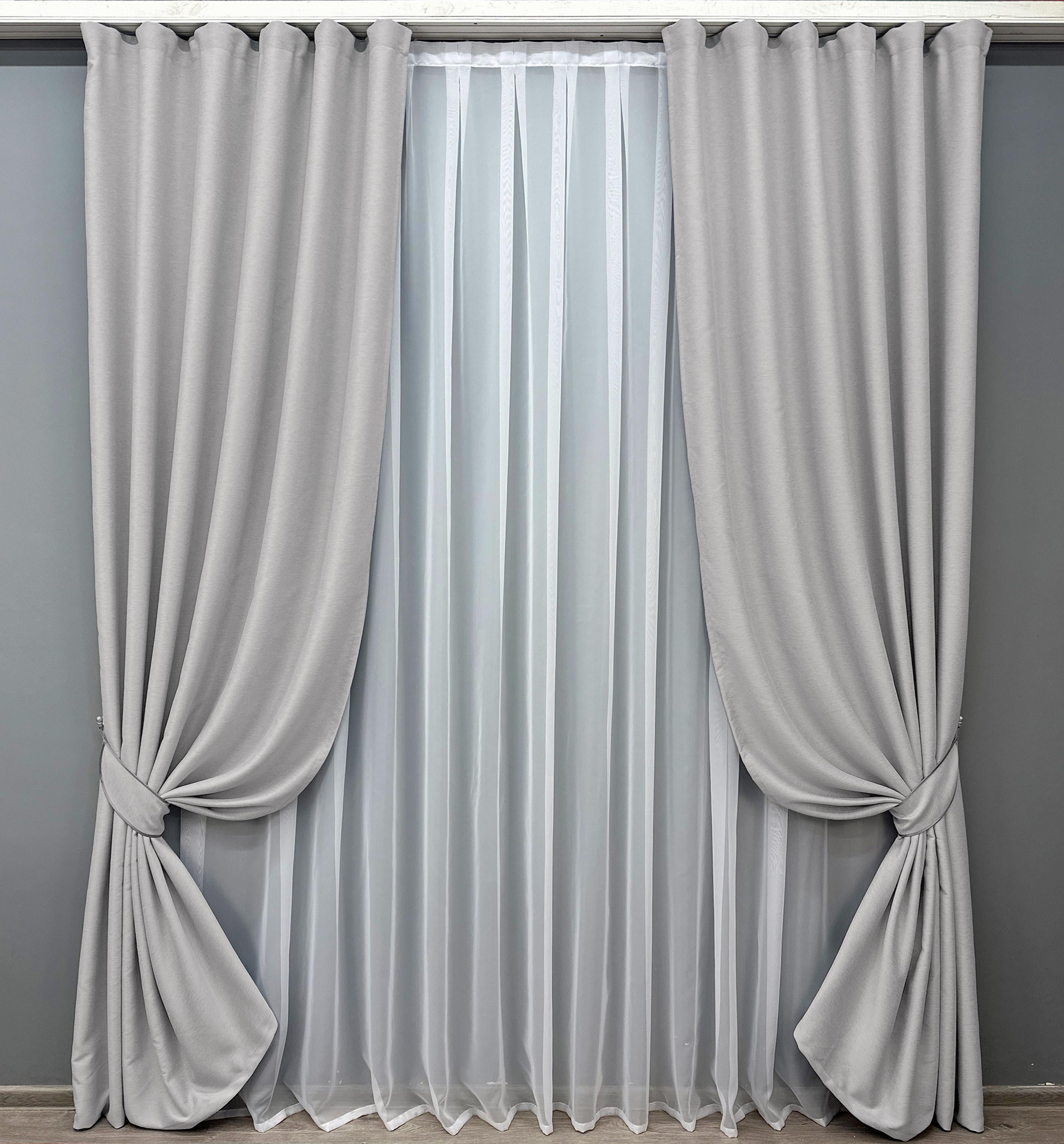 Комплект готовых штор VR-Textil Eclipsе №1791ш блекаут двухсторонний 100х270 см 2 шт. Светло-серый (31-833)