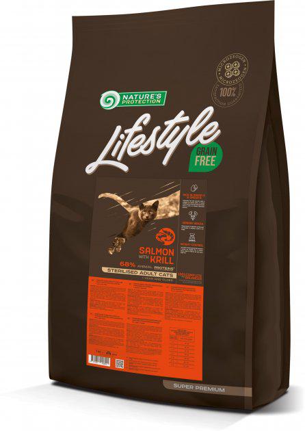 Корм сухий Lifestyle Grain Free Salmon with krill Sterilised Cat беззерновий для стерилізованих дорослих котів з лососем 7 кг - фото 1 Корм сухий Lifestyle Grain Free Salmon with krill Sterilised Cat беззерновий для стерилізованих дорослих котів з лососем 7 кг - фото 1
