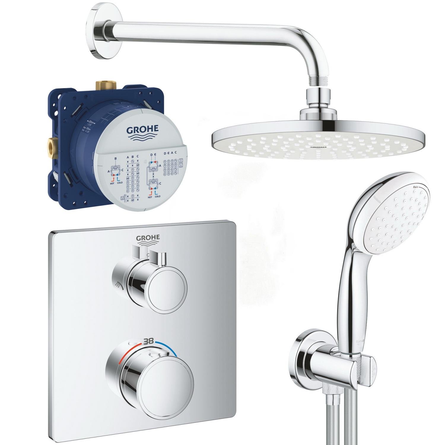 Душевая система скрытого типа Grohe Grohtherm UA3472900A с верхним душем Хром (167119)