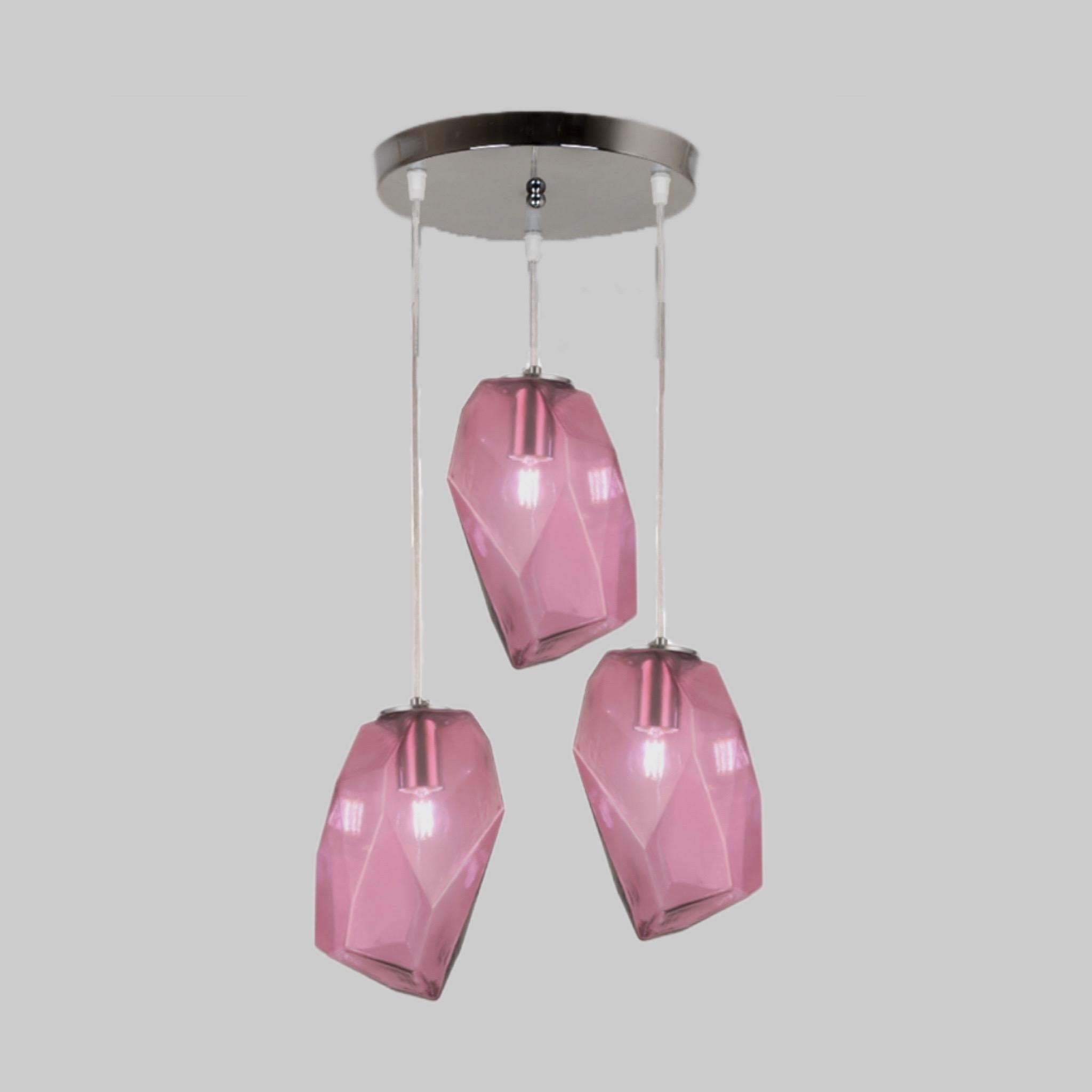 Люстра с плафонами Серебряный/Розовый (916-03-3 RD)