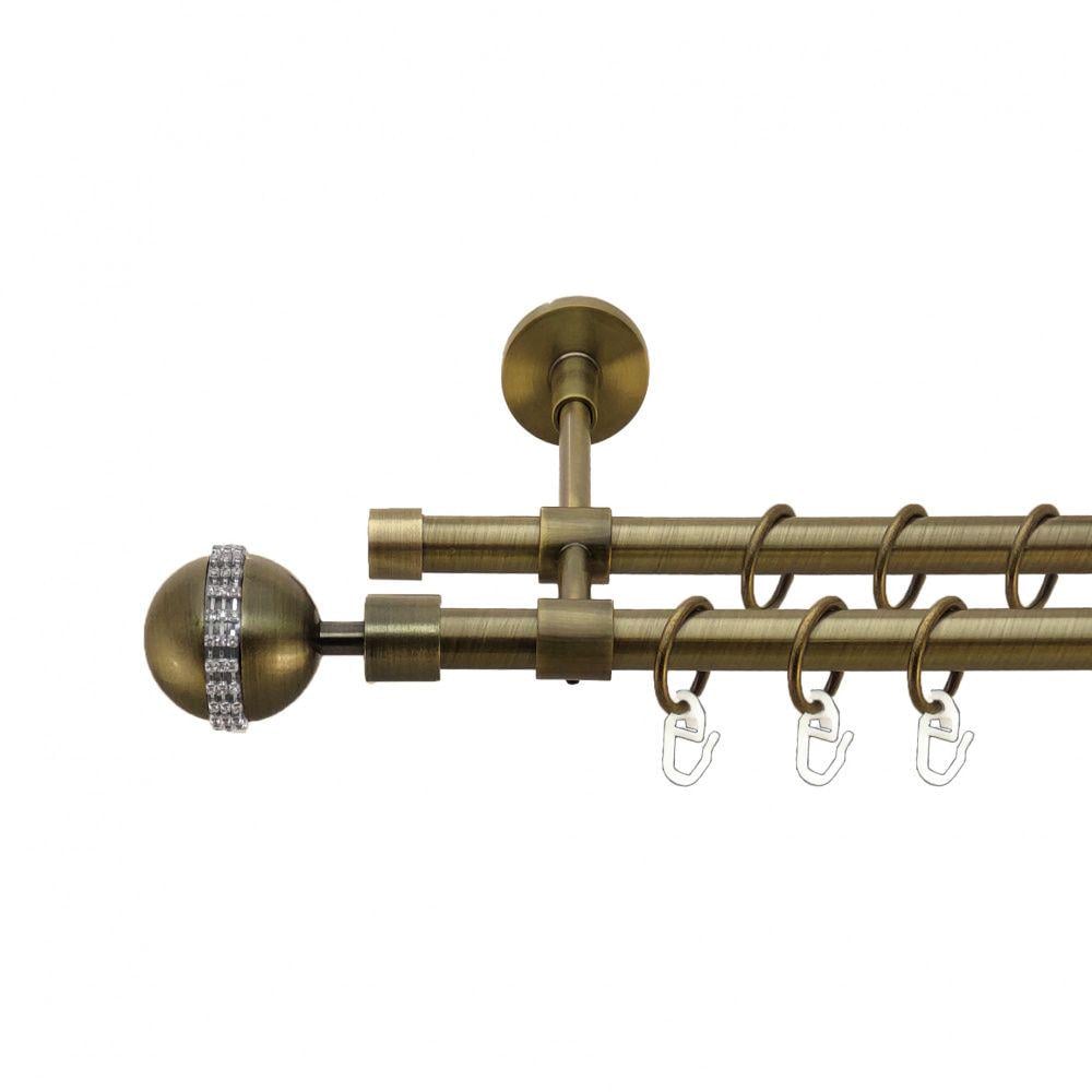 Карниз Orvit Авея металевий дворядний закритий гладка труба кільце металеве 16/16 мм 160 см Антик (7329343)