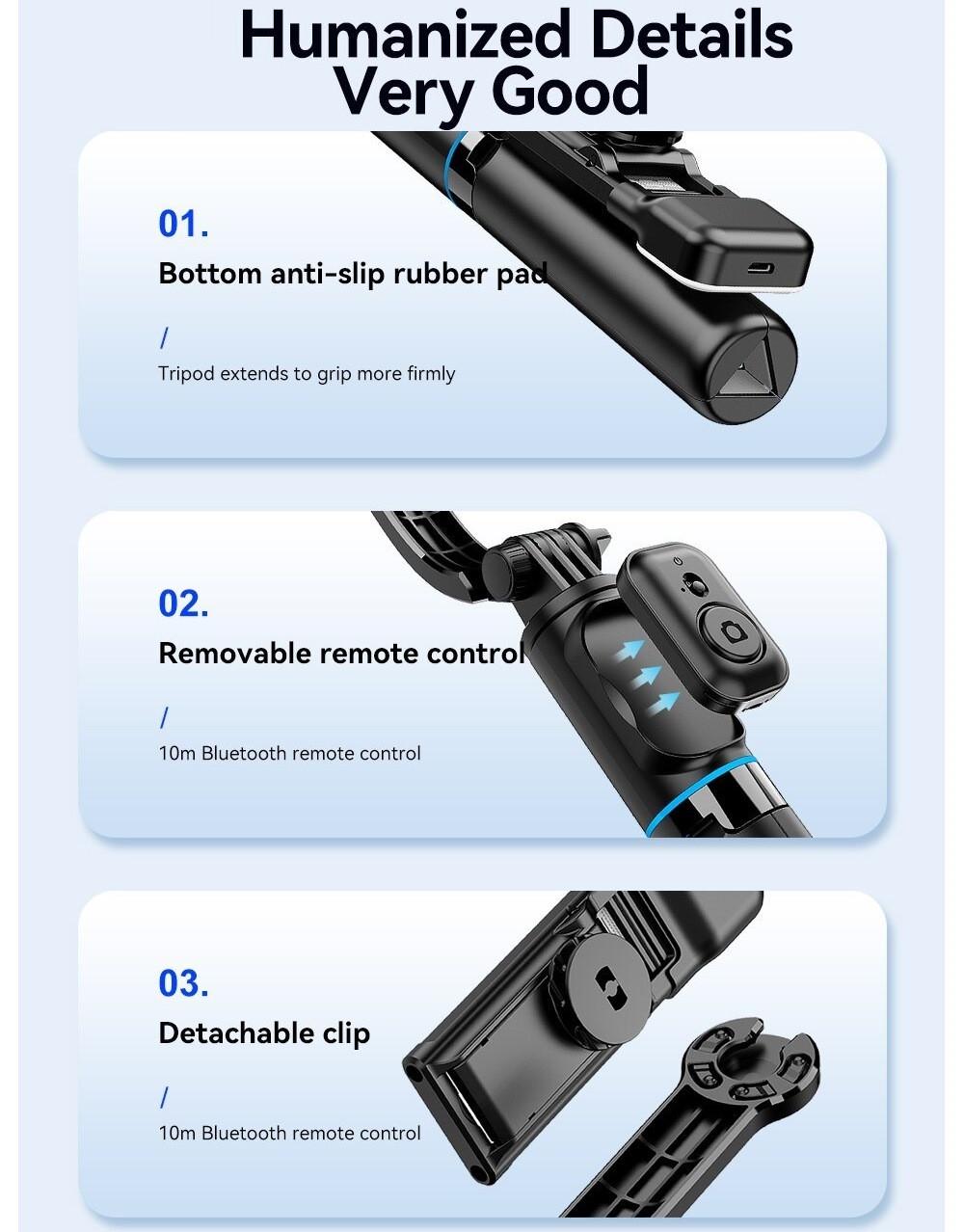 Селфи палка с пультом Essager C01 с подсветкой (25397475) - фото 6 Селфи палка с пультом Essager C01 с подсветкой (25397475) - фото 6