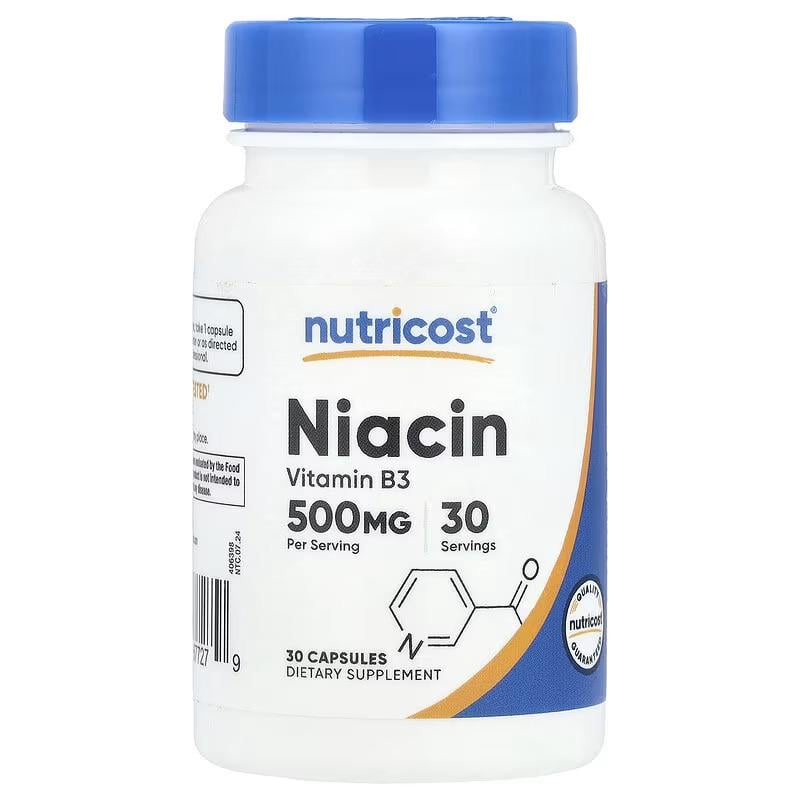 Ниацин Nutricost Niacin 500 мг 30 капс.