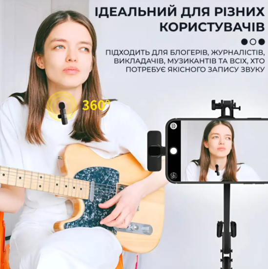 Комплект петличных микрофонов K9 2шт. для iOS и Android Черный - фото 9