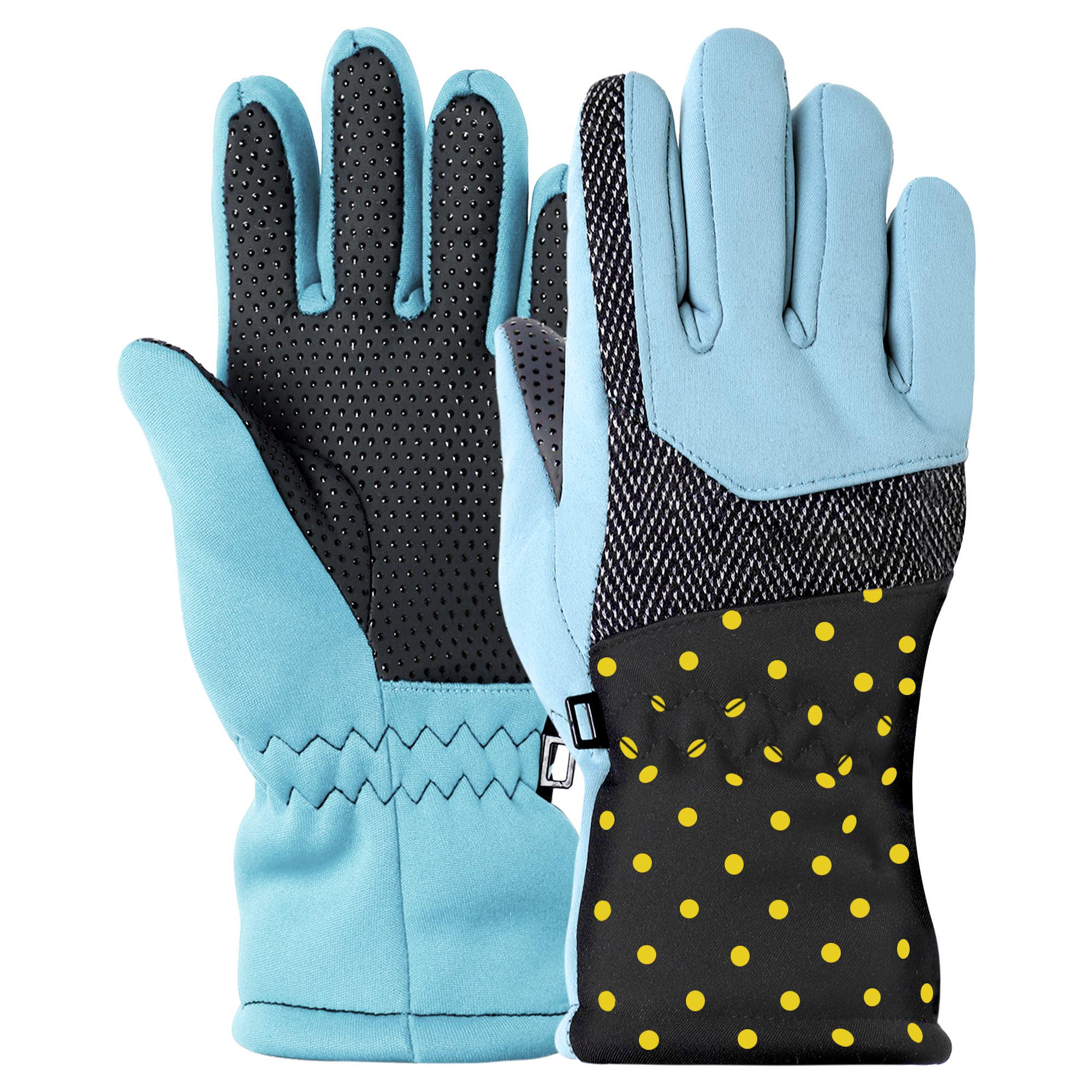 Перчатки детские горнолыжные LUCKYLOONG C-1213 M-L Черный/Голубой