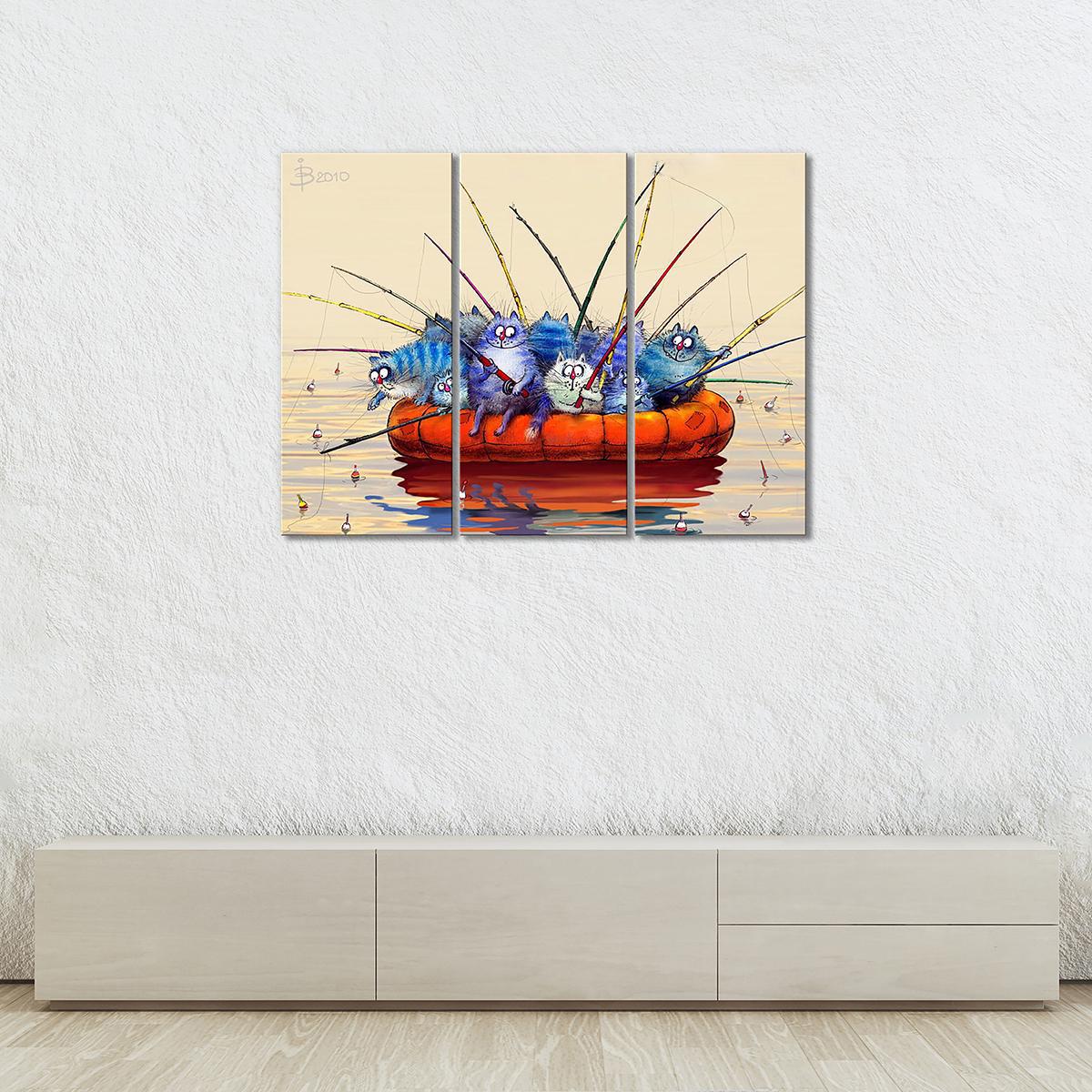 Модульная картина Утренняя рыбалка 3 модуля 50x75 см