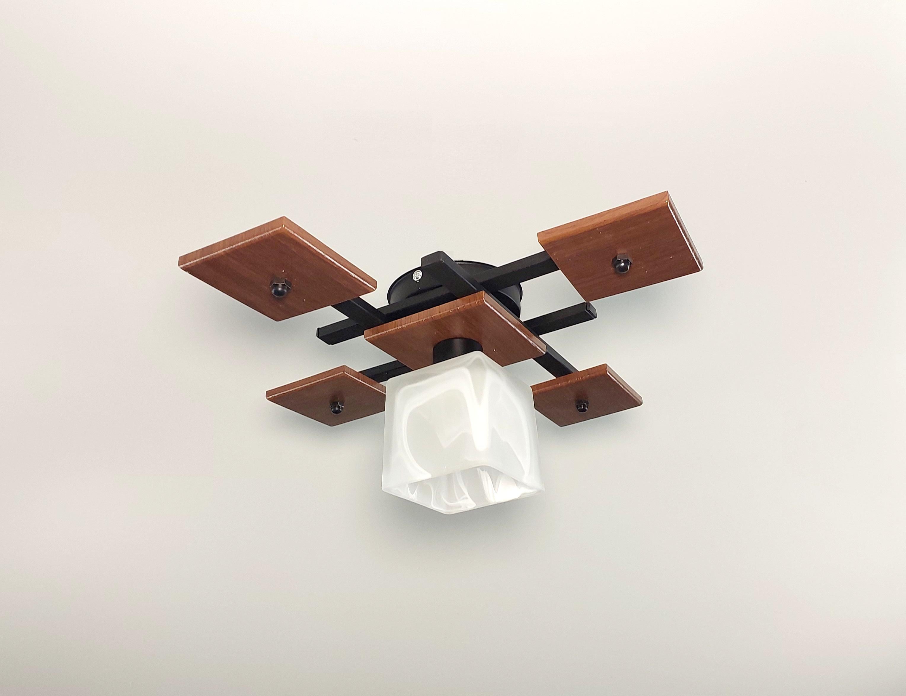 Люстра потолочная 2002/1 на 1 плафон металлическая Черный/Коричневый (21313809)