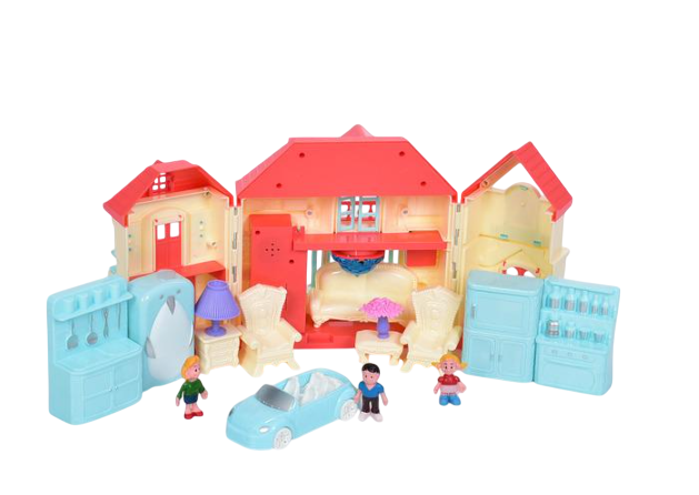 Будиночок ляльковий з меблями та автомобілем (WD-933A) Будиночок ляльковий з меблями та автомобілем (WD-933A)