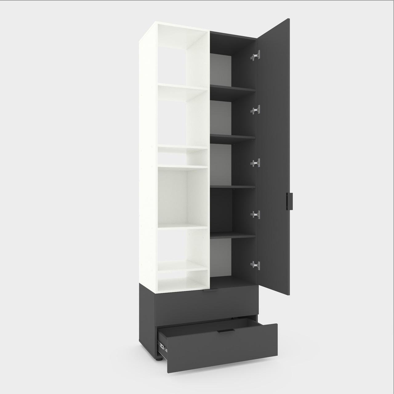 Шафа Metkas Home A001L ЛДСП 800x420x2300 мм Антрацитовий/Білий Сніг - фото 6 Шафа Metkas Home A001L ЛДСП 800x420x2300 мм Антрацитовий/Білий Сніг - фото 6