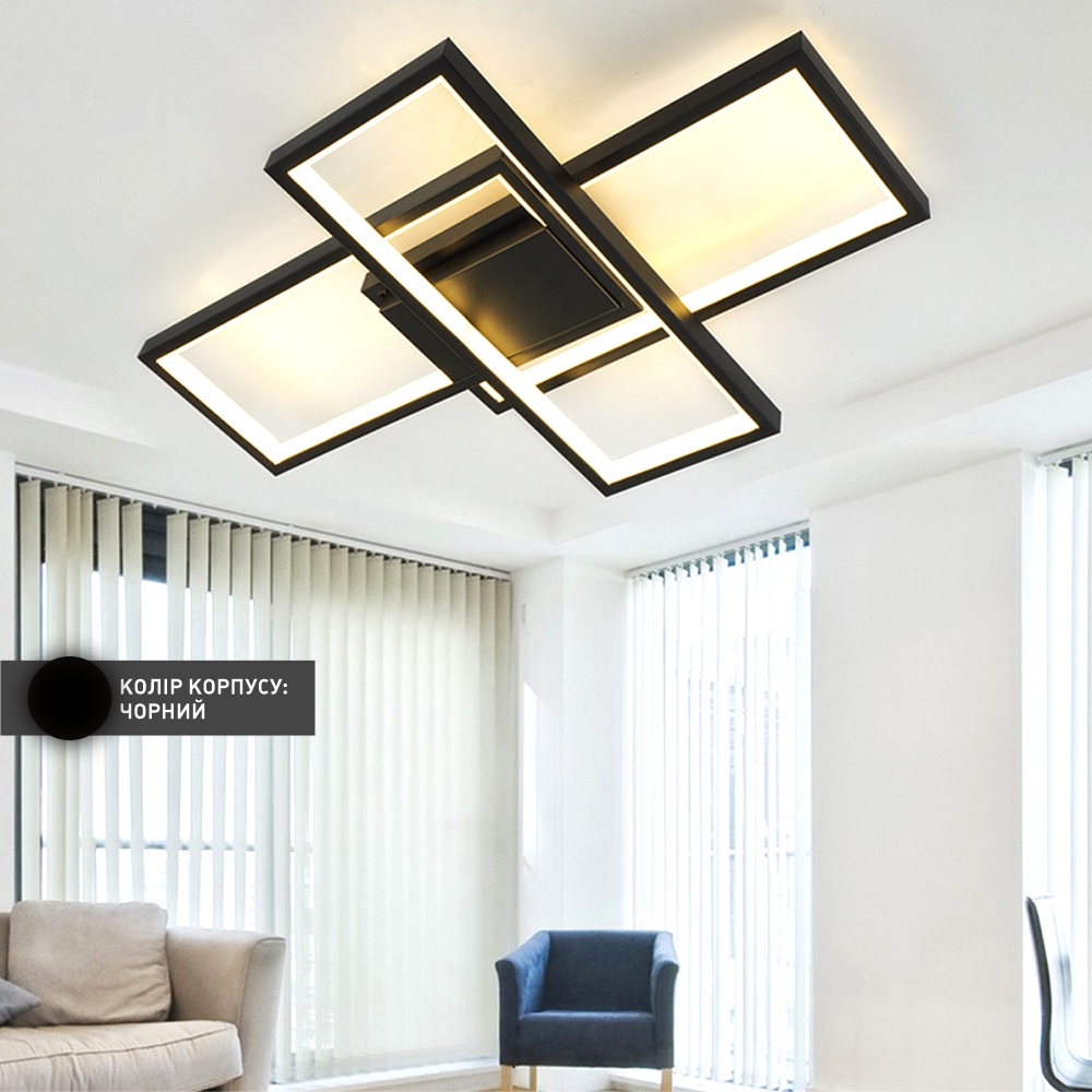 Люстра ESLLSE SVEN 3S LED 65 Вт с пультом 550x360x80 мм Черный (10493) - фото 5 Люстра ESLLSE SVEN 3S LED 65 Вт с пультом 550x360x80 мм Черный (10493) - фото 5