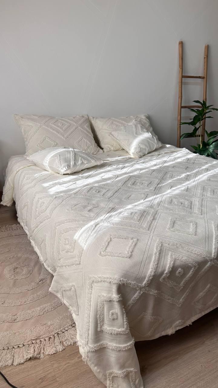 Покрывало Скандинавский большой ромб 140х240 см Молочный - фото 5 Покрывало Скандинавский большой ромб 140х240 см Молочный - фото 5