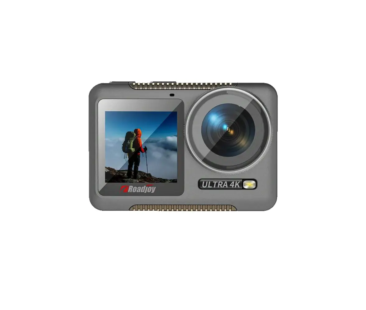 Екшн камера Roadjoy водонепроникна з подвійним екраном і сенсором WiFi 4К 60fps і карта пам'яті 64 ГБ