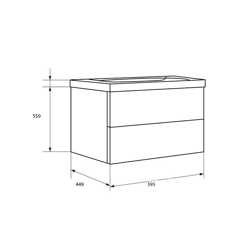 Тумба с умывальником подвесная Devit Acqua 088168V 59,5x55x44,9 см Бежевый (165834) - фото 2