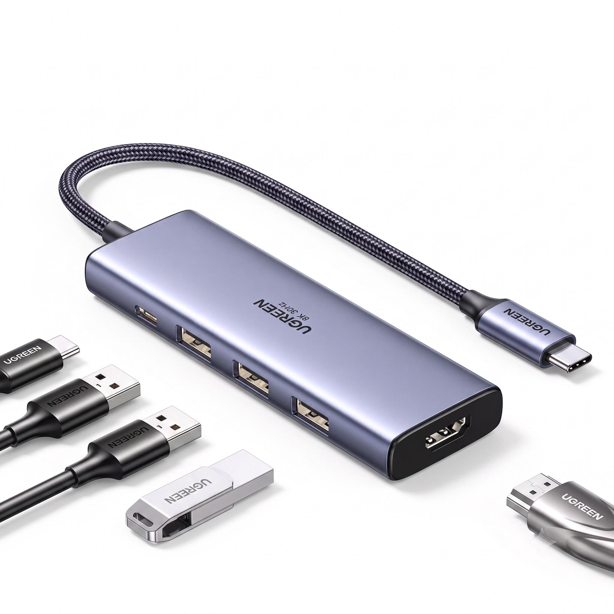 USB-C-хаб UGREEN CM500 0,2м 5в1 HDMI 2.1 Серый (25101)