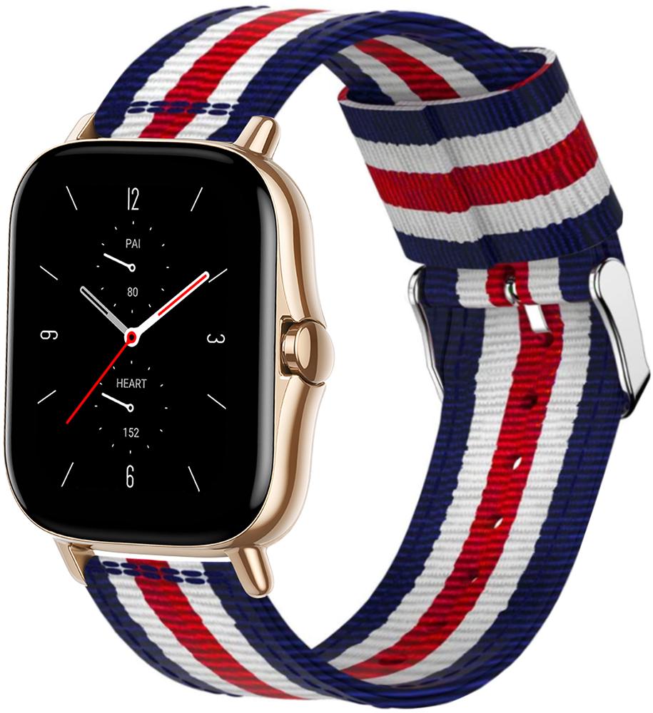 Ремешок тканевый Canvas для Amazfit GTS 2 Blue/White/Red (20565)